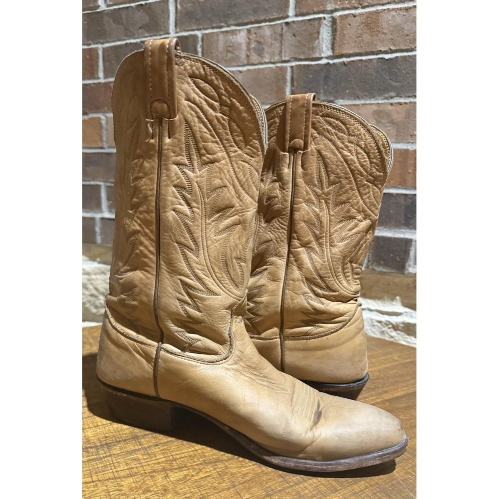 Vintage Nocona Men's 9.5D Tan Leather Western Cowboy Boots Soft Leather - Picture 13 of 13
